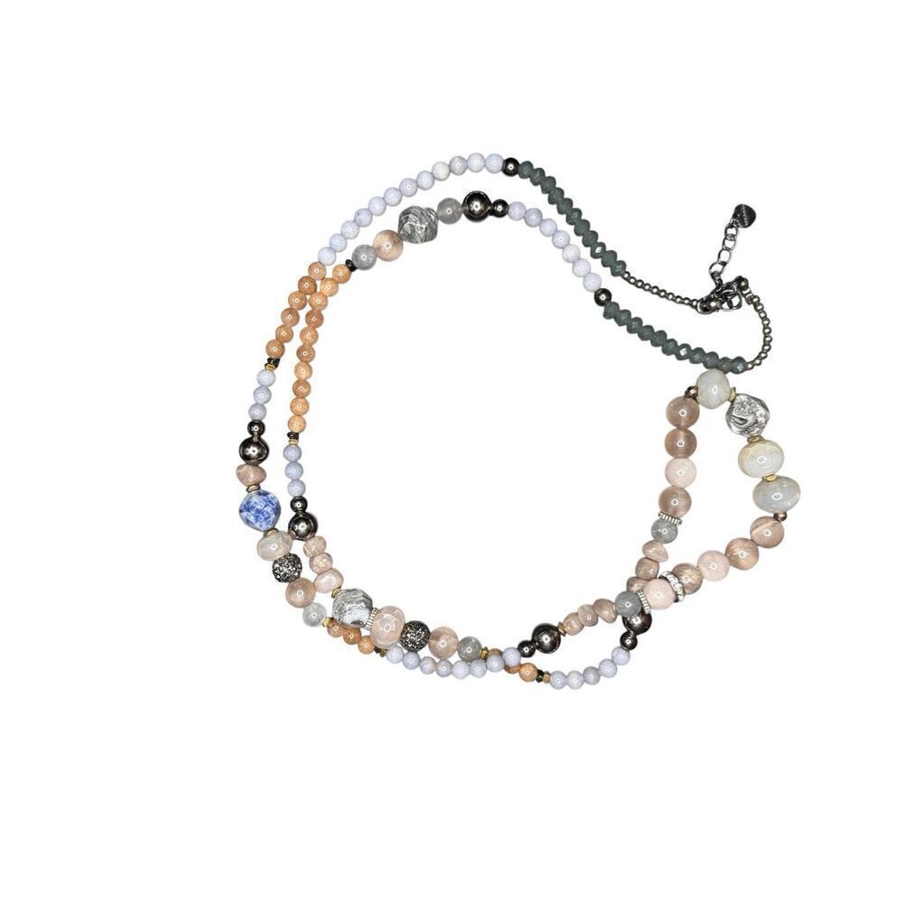 Nordstrom Long Strand of Glass and Stone Bead Necklace